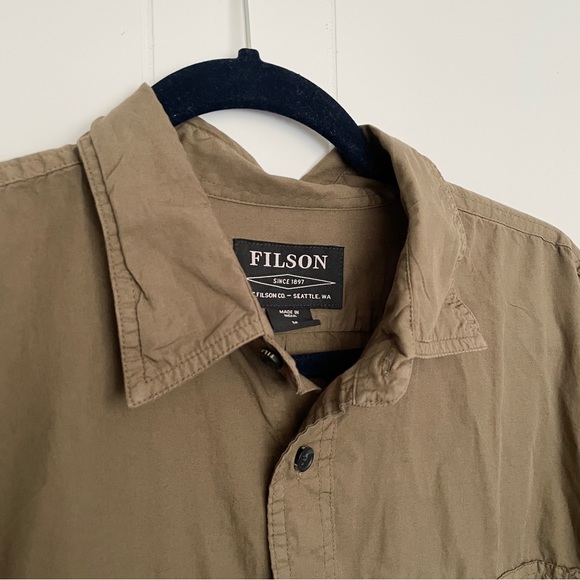 Filson washed feather cloth shirt button down dusty olive - Picture 3 of 9